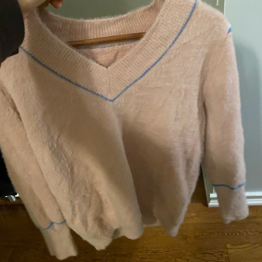 Korean pink v neck sweater
